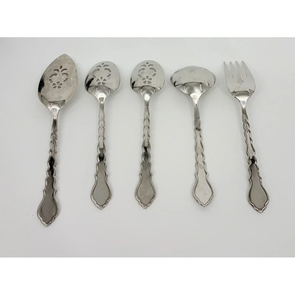 Oneida Community Cello Serving Pieces Slotted Spoons Meat Fork Ladle Pie Server